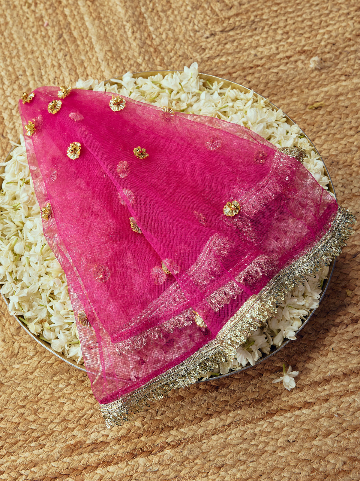 Chamak Essential Karwa Chauth Full Pooja Hamper - Rani Pink
