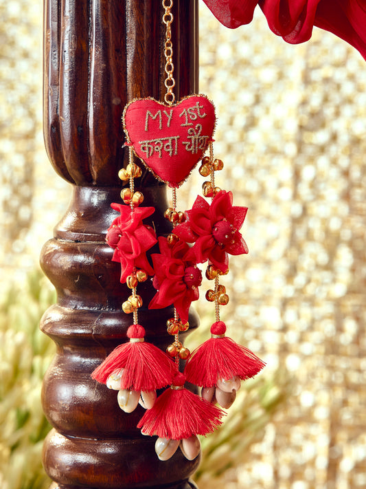 My First Karwa Chauth Red Floral Bracelet (Single Hand)