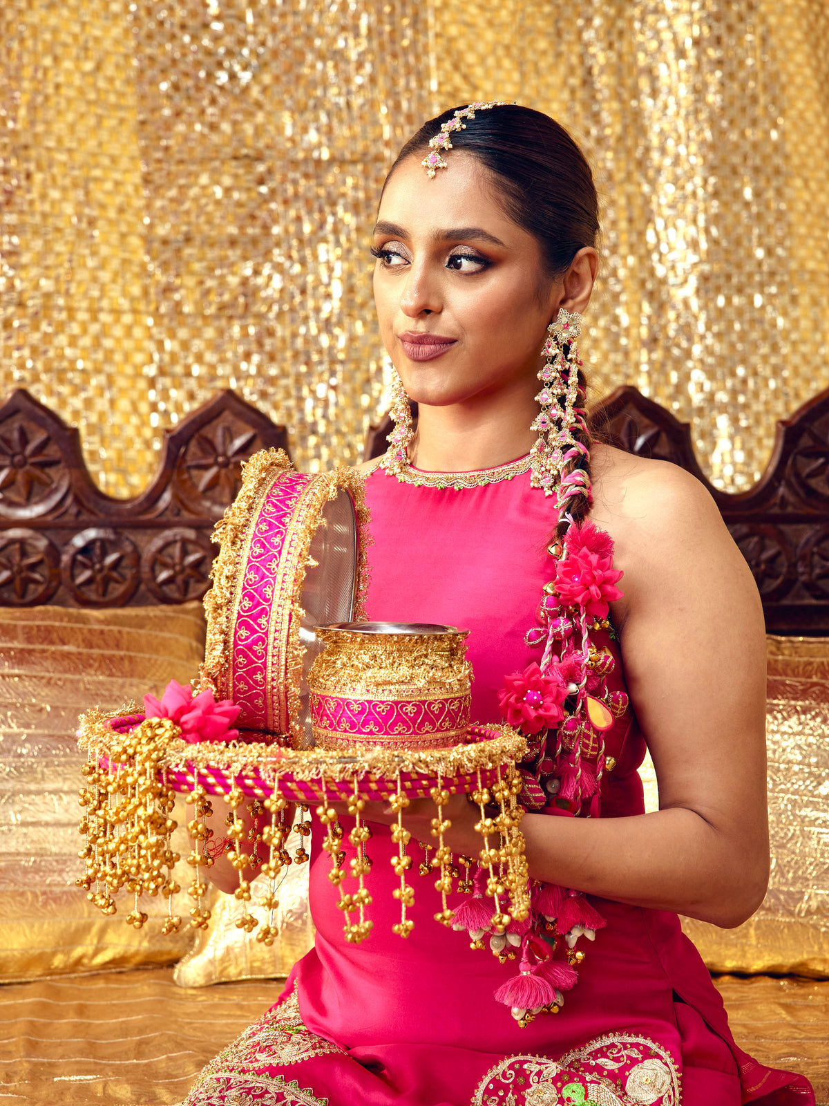 Tota Maina Karwa Chauth Kalash - Rani Pink