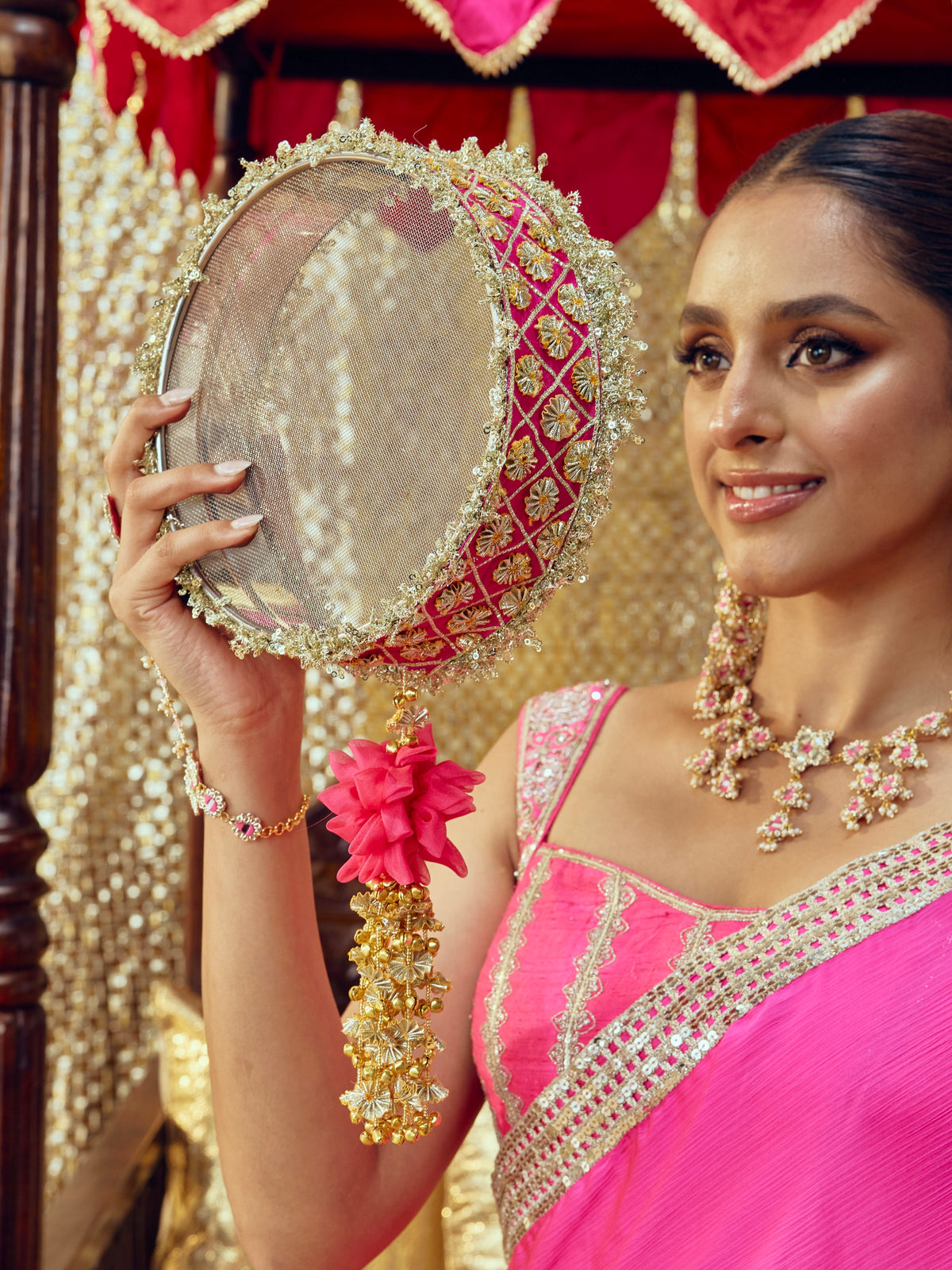 Chamak Karwa Chauth Channi - Rani Pink