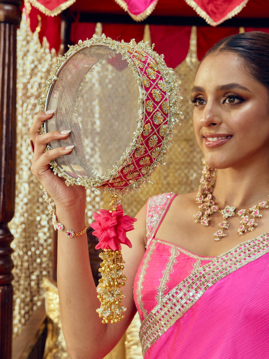 Chamak Karwa Chauth Channi - Rani Pink