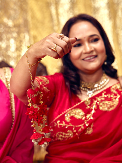 Sasu Maa Red Bracelet with Latkan (Single Hand)