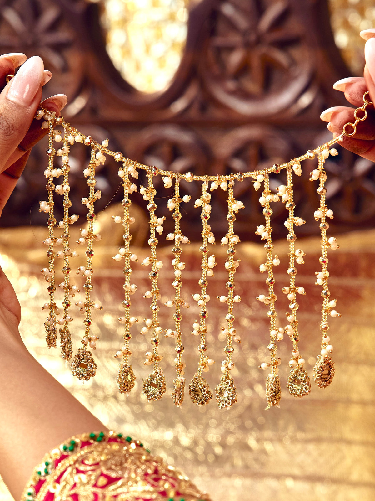 Jhilmil Earrings with Earchains - Gold