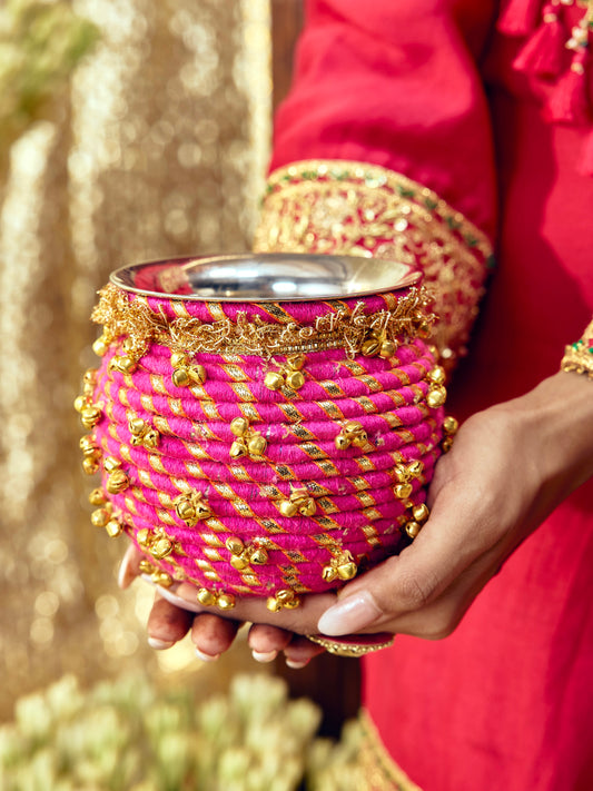 Kumkum Karwa Chauth Kalash - Rani Pink