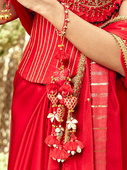 My First Karwa Chauth Red Bangle with Latkan (Single Hand)