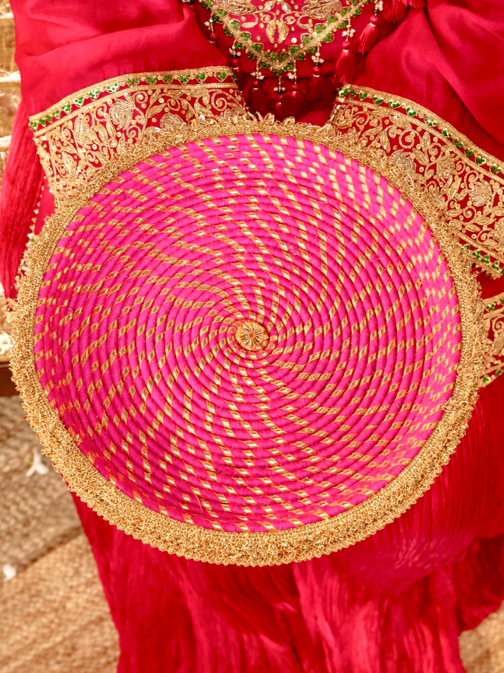 Kumkum Essential Karwa Chauth Pooja Hamper - Rani Pink (Thali Without Latkan)