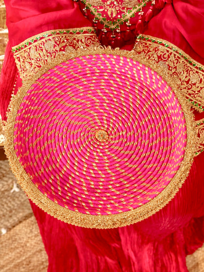 Kumkum Essential Karwa Chauth Pooja Hamper - Rani Pink (Thali Without Latkan)