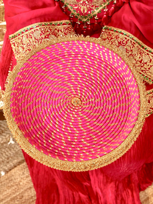 Kumkum Karwa Chauth Thali - Rani Pink (Without Latkan)