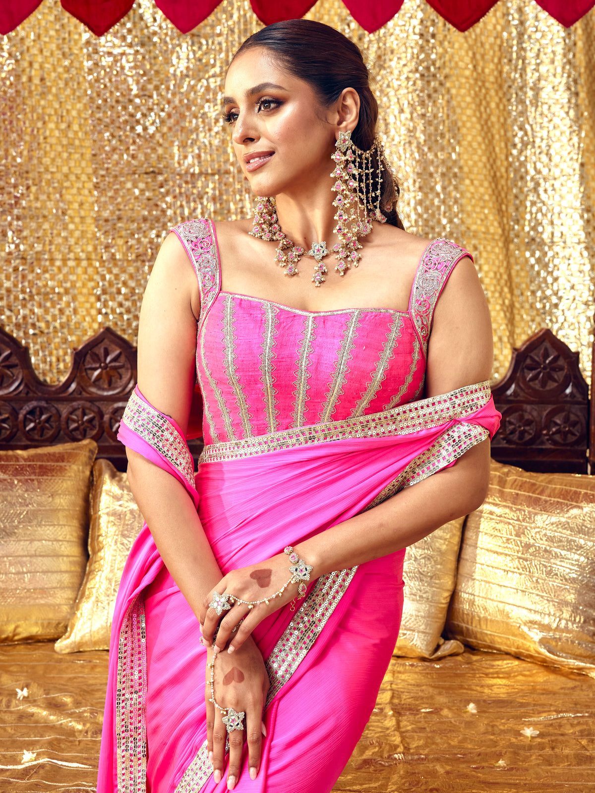 Jhilmil Pair of Hathphool - Rani Pink