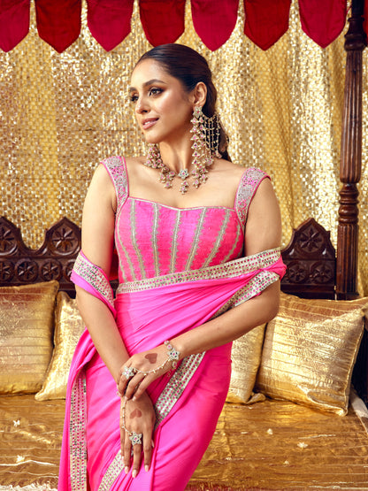 Gulaab Saree Set - Hot Pink
