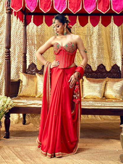 Tota Maina Corset Saree Set