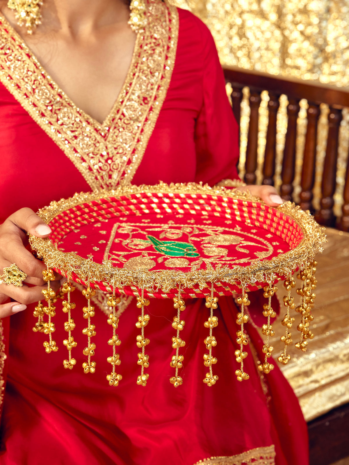 Tota Maina Karwa Chauth Thali - Red
