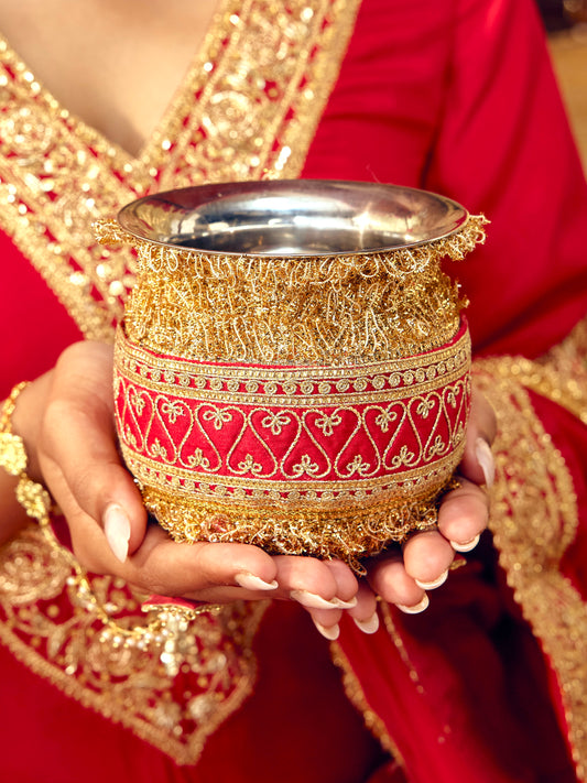 Tota Maina Karwa Chauth Kalash - Red