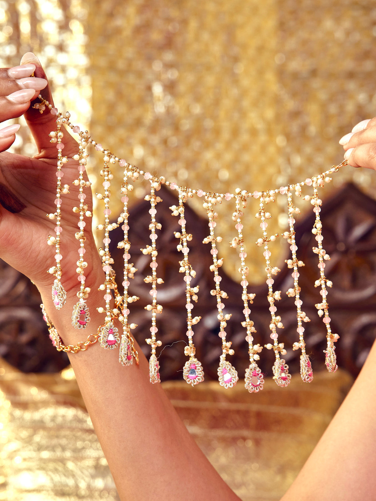 Jhilmil Earchains - Rani Pink