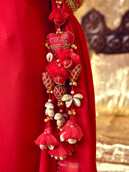 My First Karwa Chauth Red Bangle with Latkan (Single Hand)