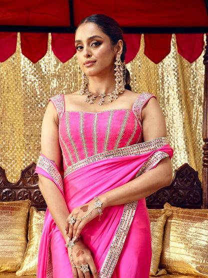 Gulaab Saree Set - Hot Pink