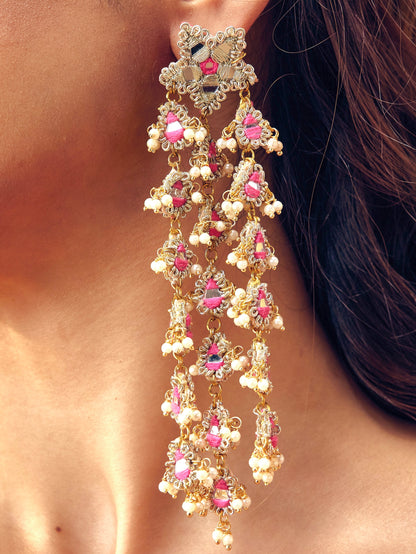 Jhilmil Earrings - Rani Pink