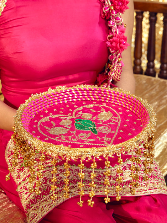 Tota Maina Karwa Chauth Thali - Rani Pink