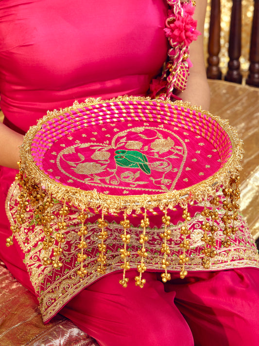 Tota Maina Karwa Chauth Thali - Rani Pink