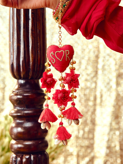 Custom Initials Red Floral Bracelet (Single Hand)