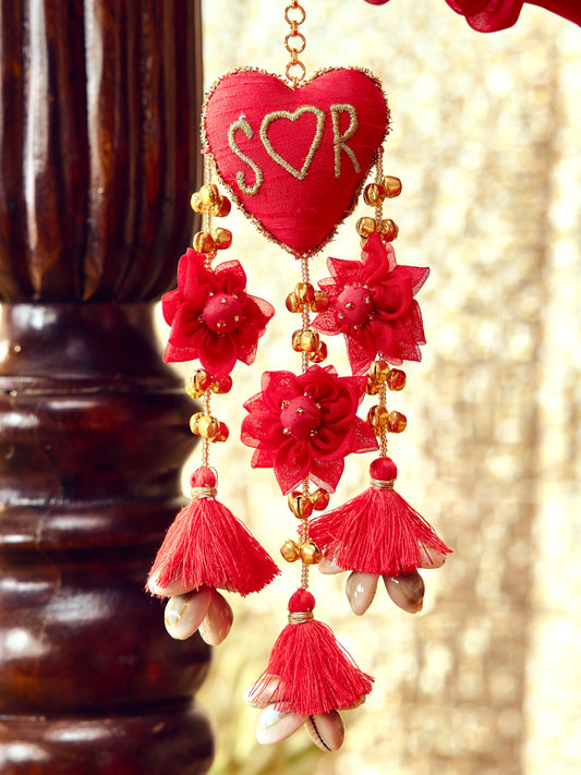 Custom Initials Red Floral Bracelet (Single Hand)