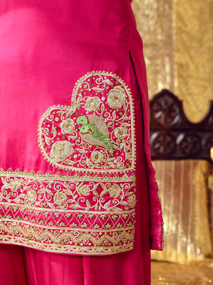 Tota Maina Farshi Salwar Set - Rani Pink
