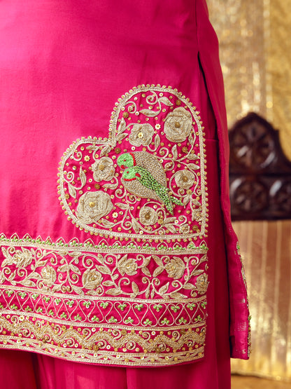 Tota Maina Farshi Salwar Set - Rani Pink