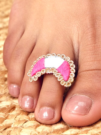 Jhilmil Toe Ring - Rani Pink