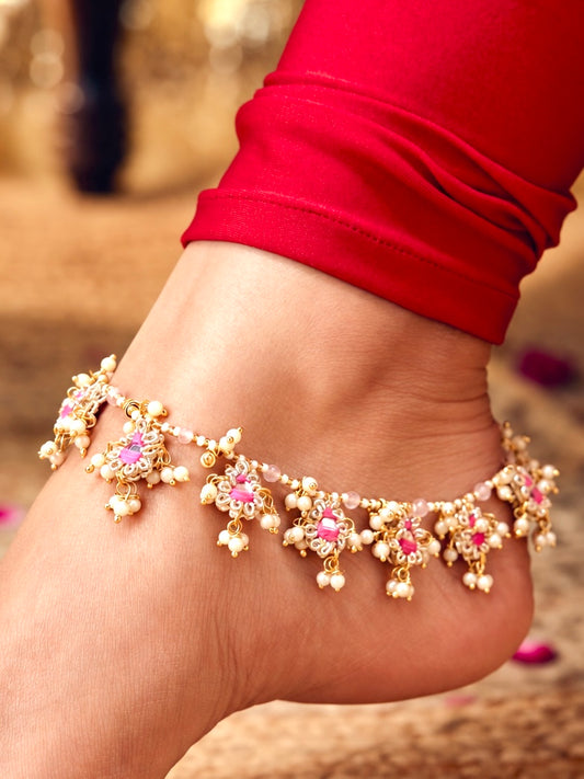 Jhilmil Pair of Payal - Rani Pink