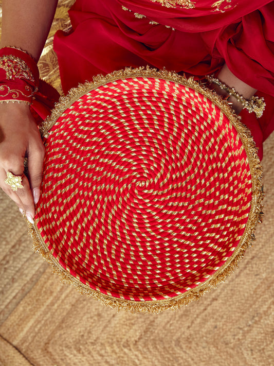 Kumkum Karwa Chauth Thali - Red (Without Latkan)