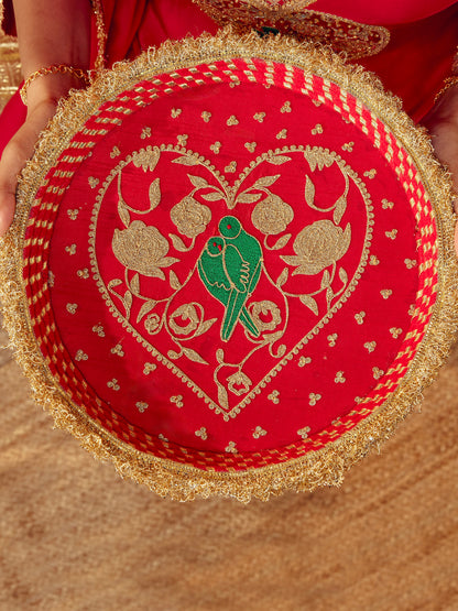 Tota Maina Karwa Chauth Thali - Red