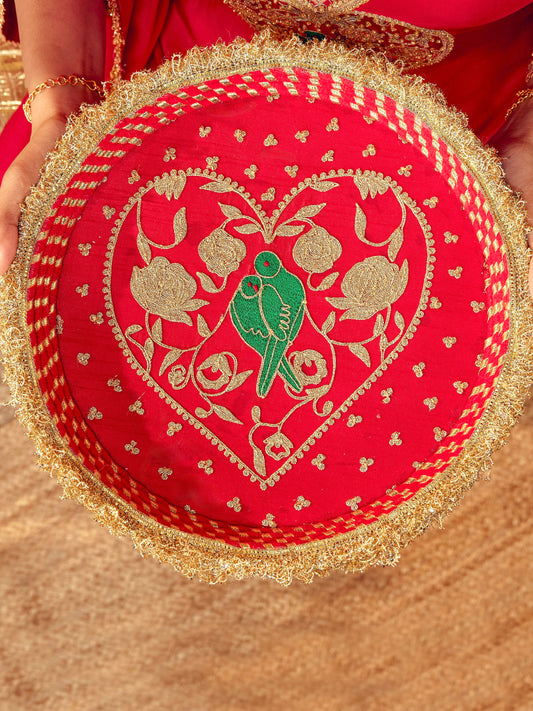 Tota Maina Karwa Chauth Thali - Red (Without Latkan)