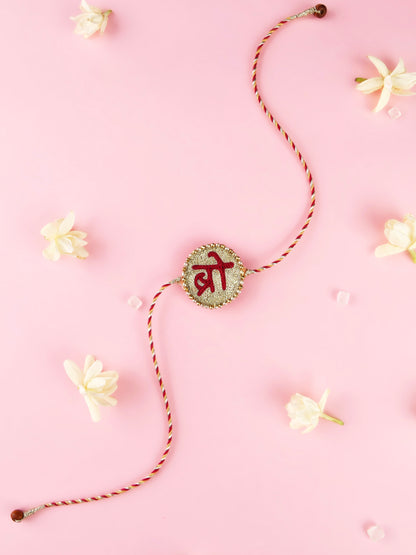 Bro Rakhi - Maroon and Gold