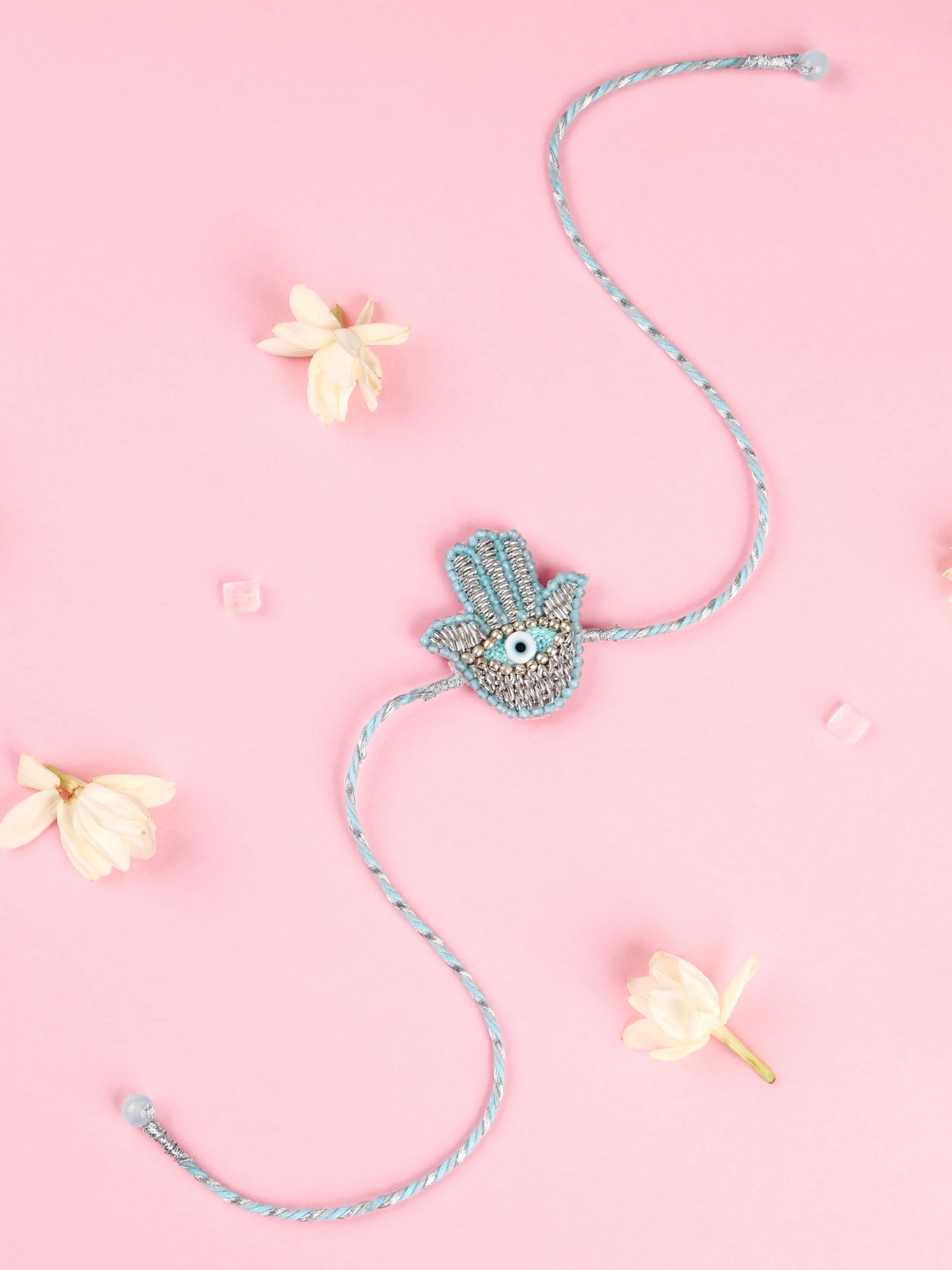 Pastel Blue Hamsa Brother Rakhi - Rakhi for Brother by Tonoto