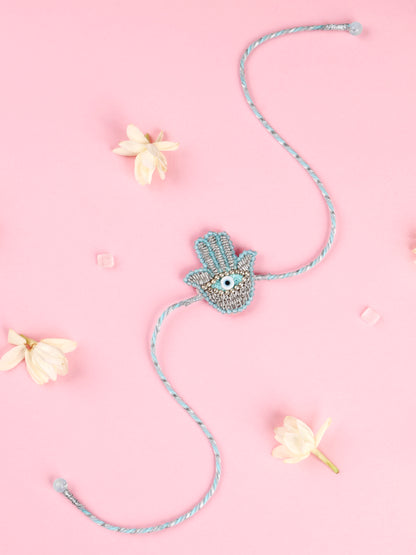 Pastel Blue Hamsa Brother Rakhi - Rakhi for Brother by Tonoto