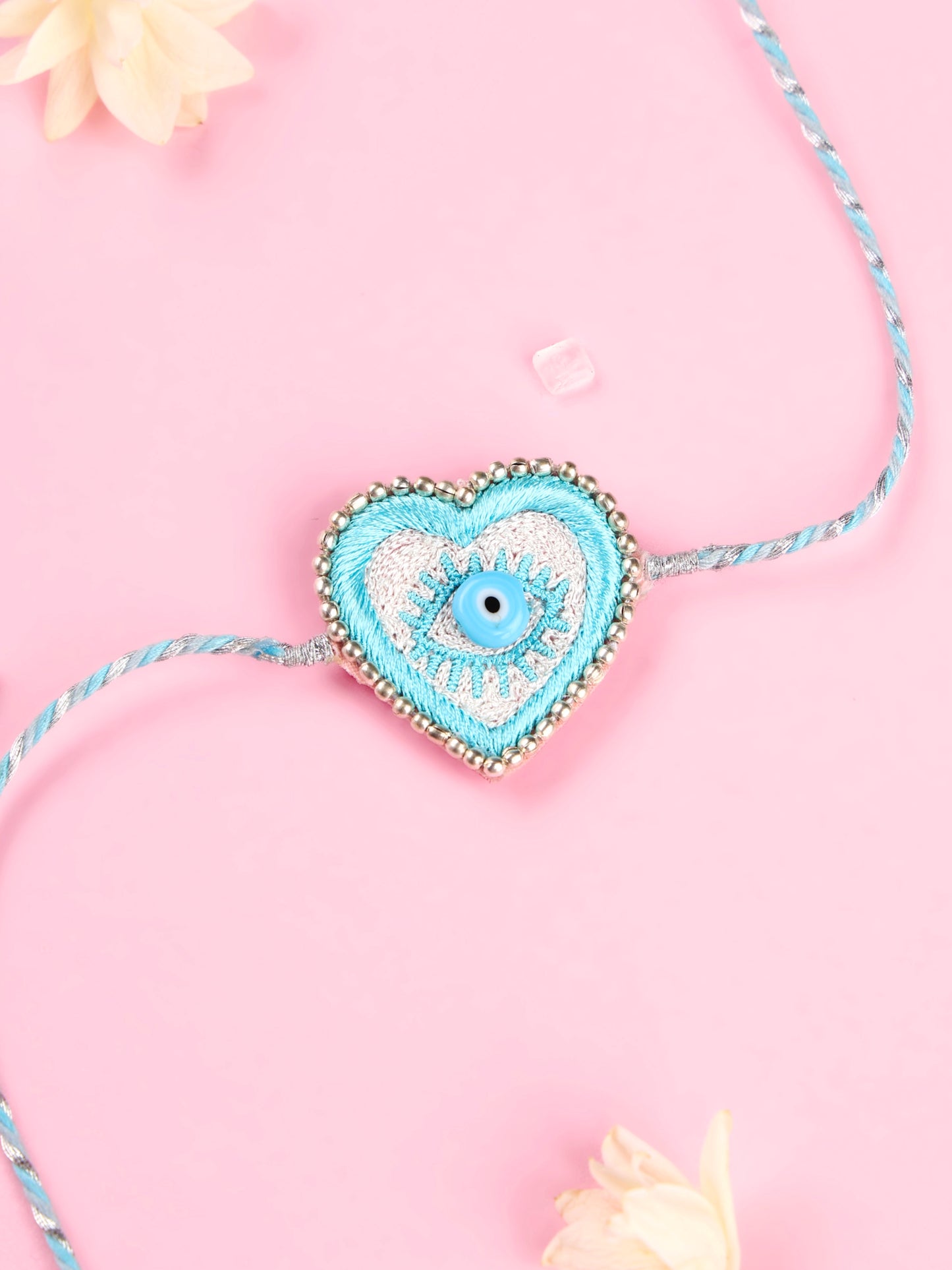 Handmade Evil Eye Heart Pastel Rakhi for Raksha Bandhan gifting