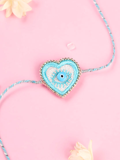 Handmade Evil Eye Heart Pastel Rakhi for Raksha Bandhan gifting