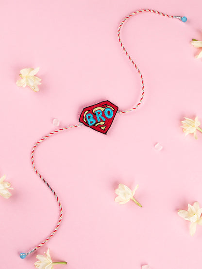 Handmade Super Hero Bro Rakhi - Blue and Red for Raksha Bandhan gifting