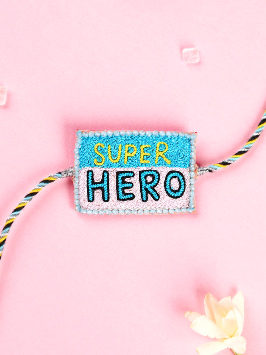 Handmade Super Hero Brother Rakhi - Blue and White for Raksha Bandhan gifting