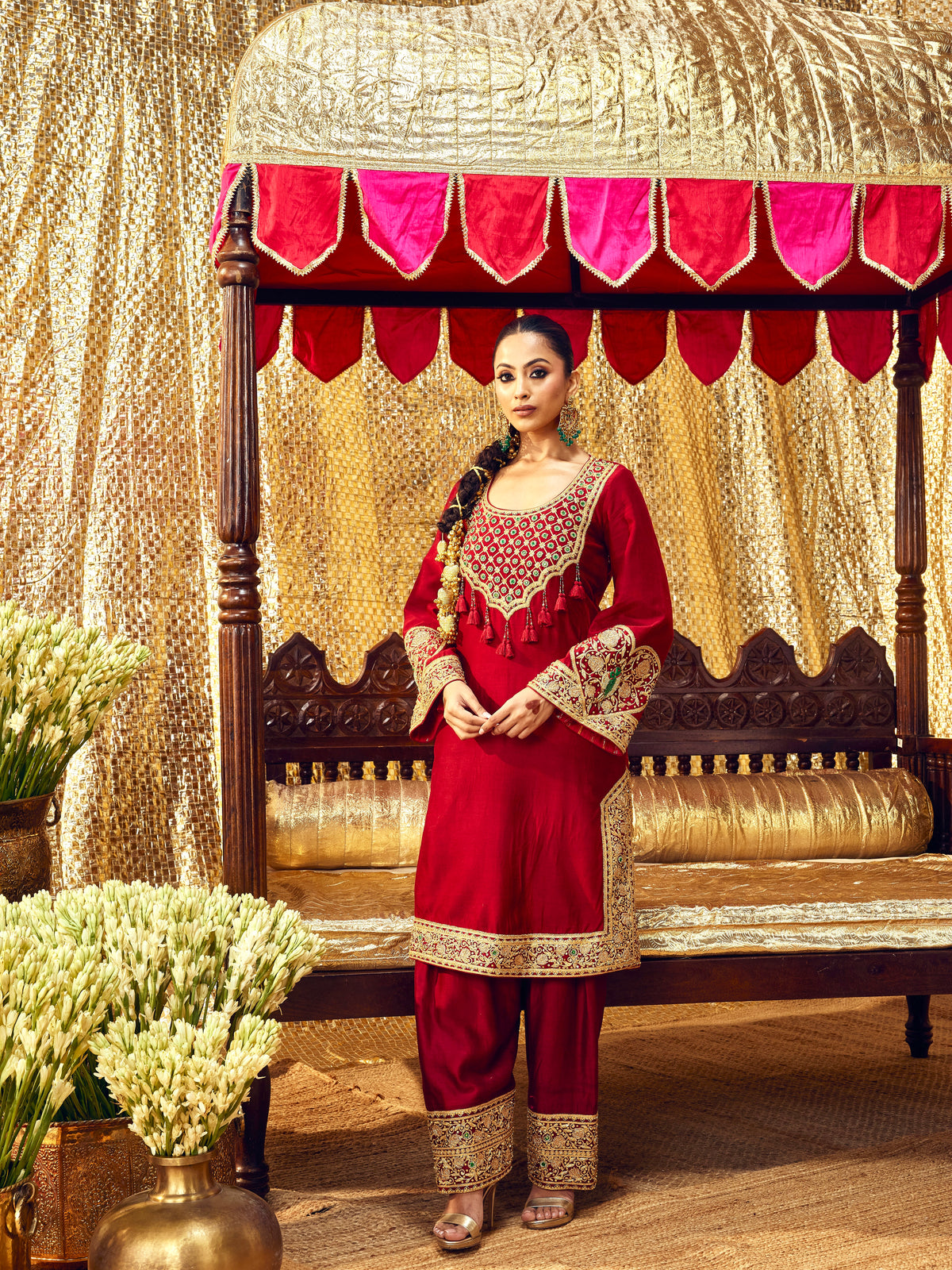 Tota Maina Farshi Salwar Set - Maroon