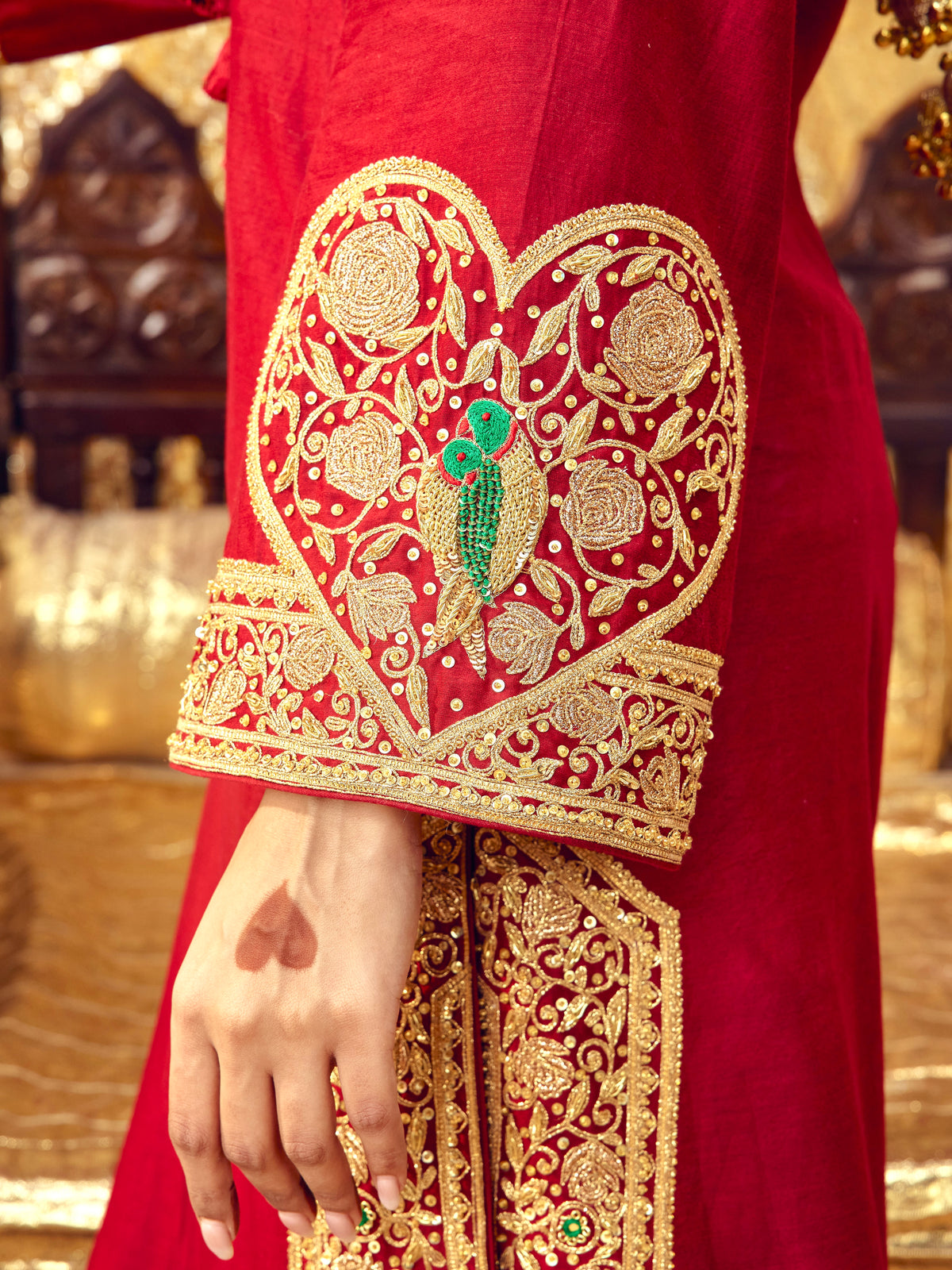 Tota Maina Farshi Salwar Set - Maroon