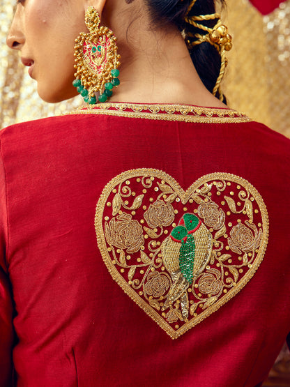 Tota Maina Farshi Salwar Set - Maroon