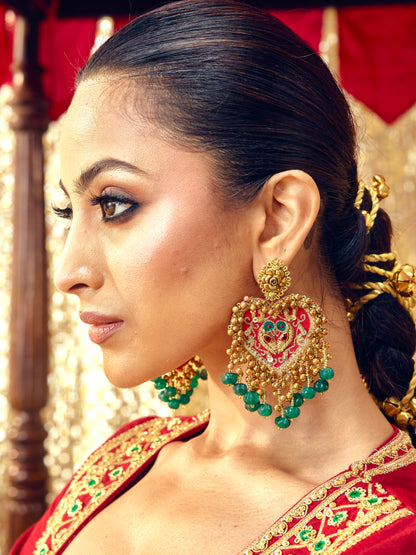 Tota Maina Earrings & Mangtikka Set