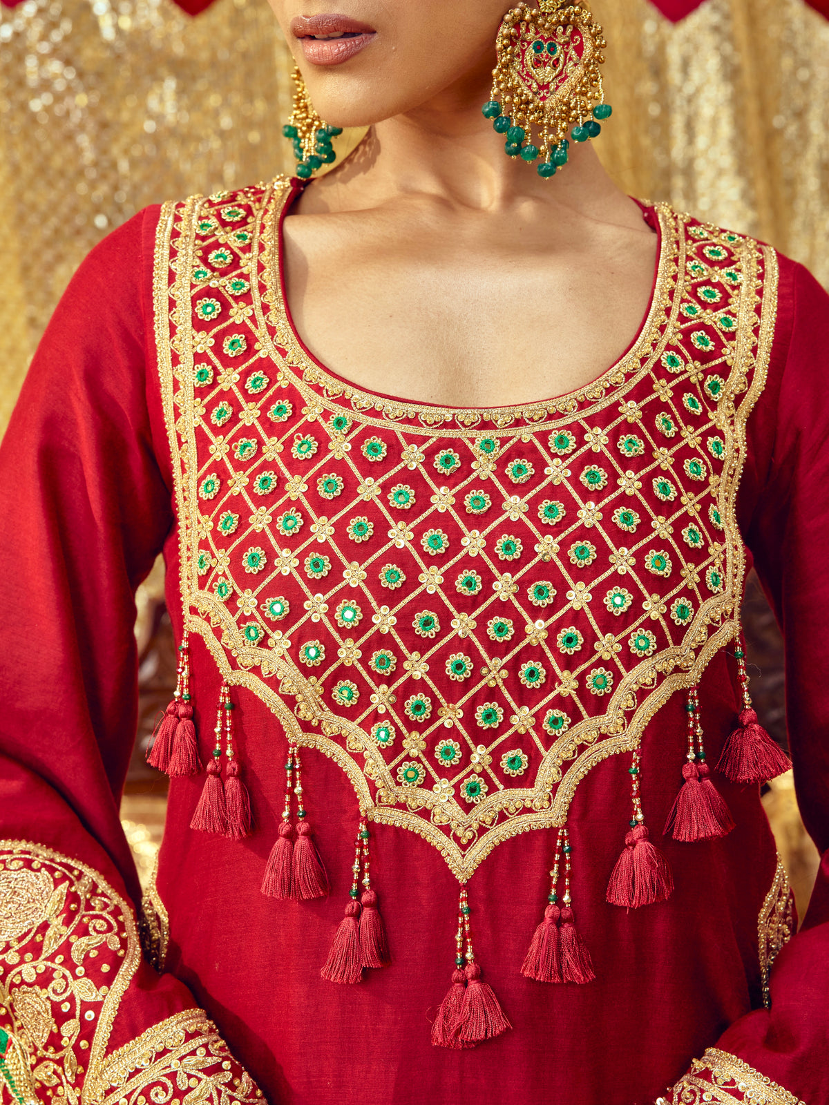 Tota Maina Farshi Salwar Set - Maroon