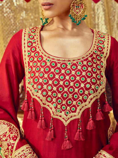 Tota Maina Farshi Salwar Set - Maroon