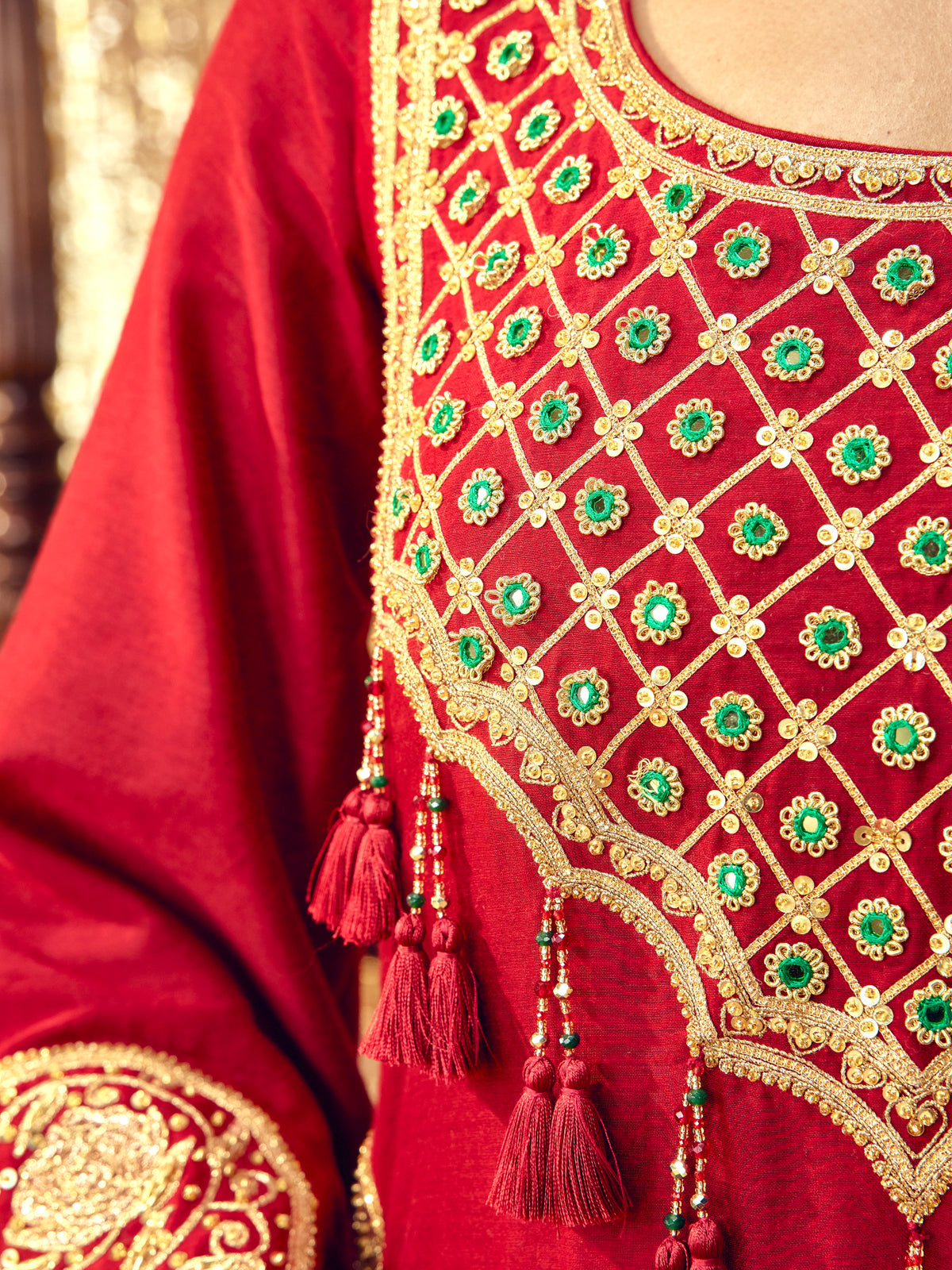 Tota Maina Farshi Salwar Set - Maroon