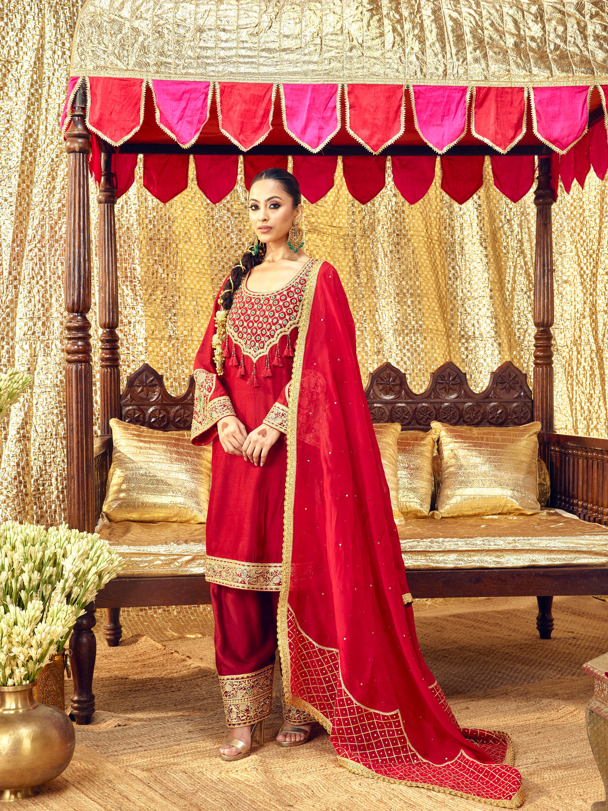 Tota Maina Farshi Salwar Set - Maroon