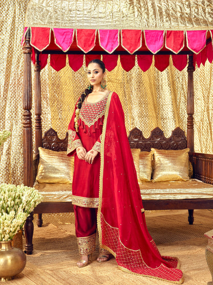Tota Maina Farshi Salwar Set - Maroon