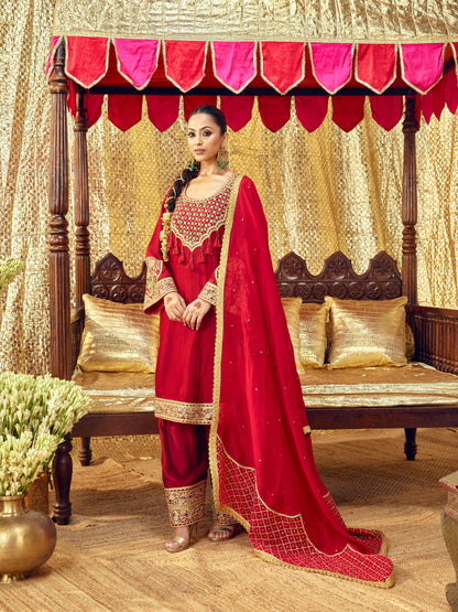 Tota Maina Farshi Salwar Set - Maroon