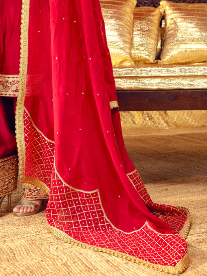 Tota Maina Farshi Salwar Set - Maroon